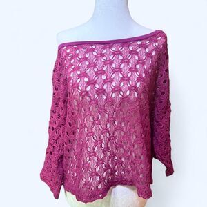 Women's Purple/Pink Off the Shoulder Crochet Top